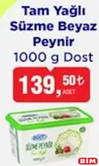 DOST TAM YAĞLI SÜZME BEYAZ PEYNİR 1000 G
